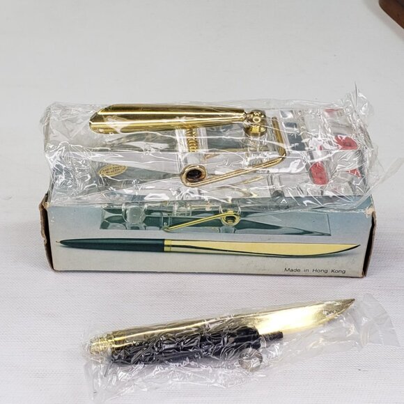 NEW Clear Acrylic Clothespin Memo Clip Ball Pen Letter Opener Vintage Hong Kong - Picture 2 of 10